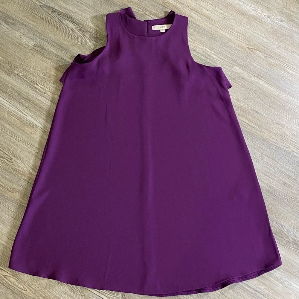 Loft Purple Ruffle Racerback Tank Dress